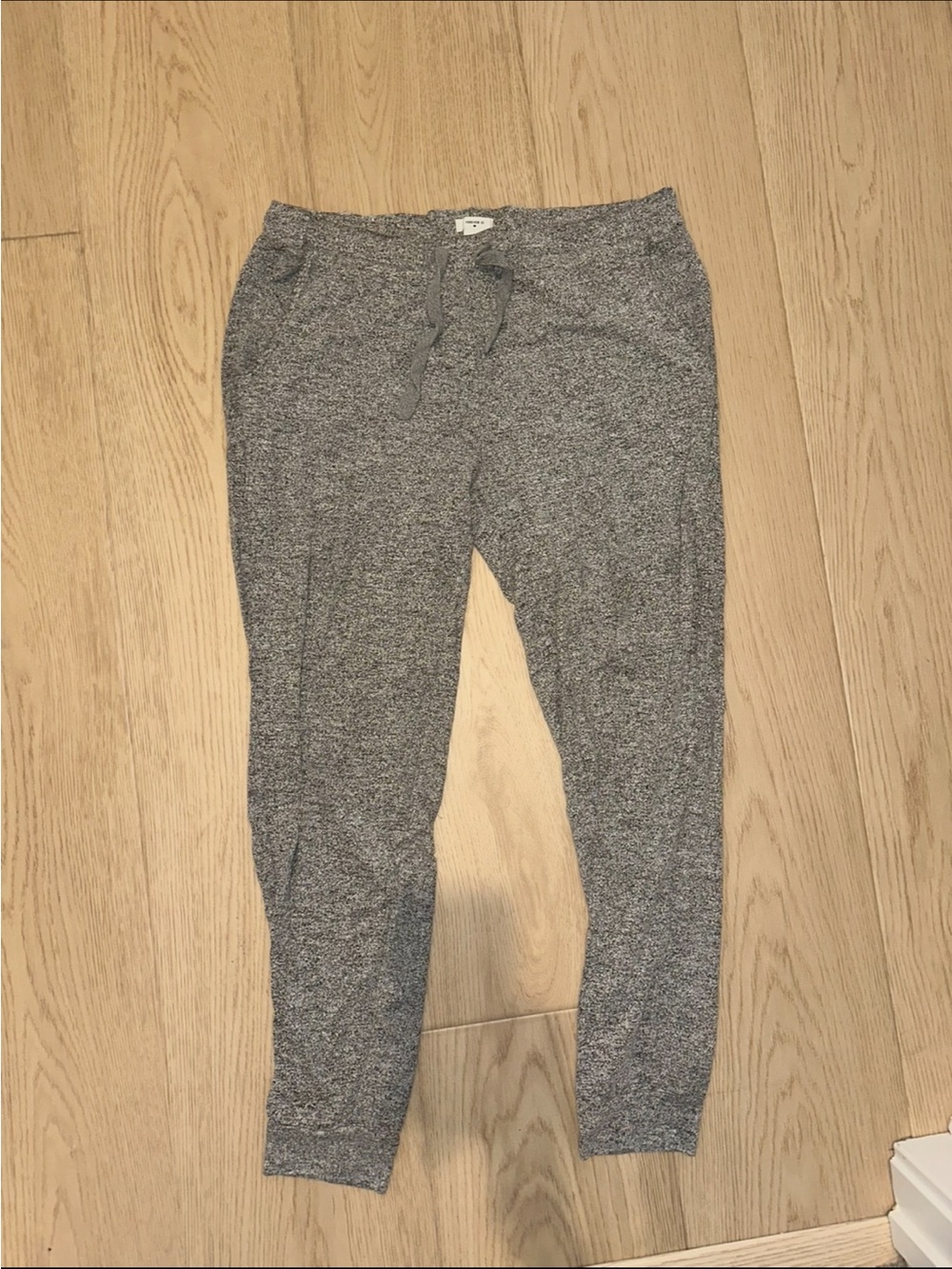 Women's Gray Knit Jogger Pants with Drawstring Waist